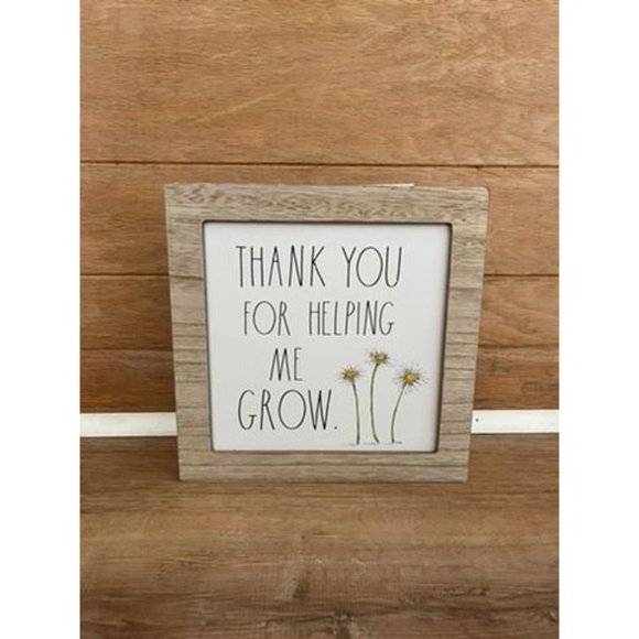 VHTF NWT Rae Dunn Thank You For Helping Me Grow Picture Wooden Frame - Picture 1 of 3